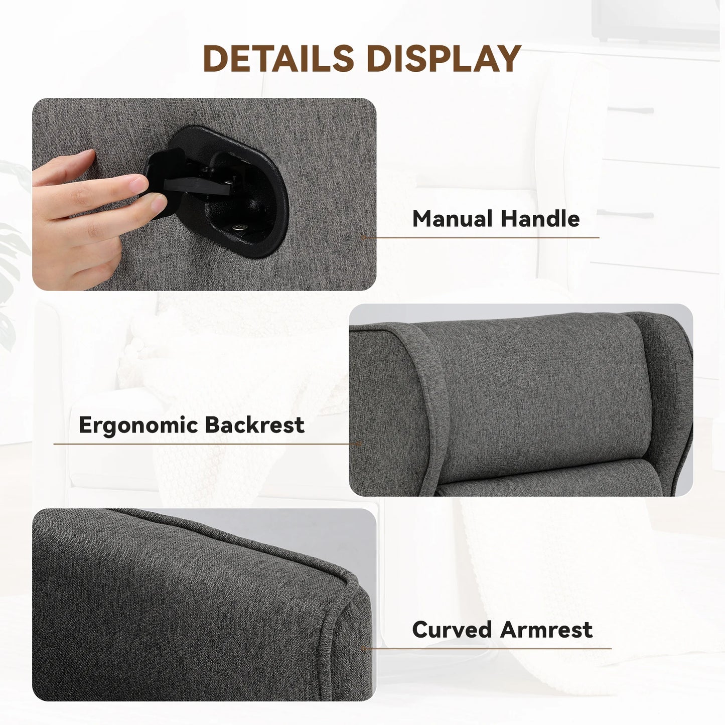 Comhoma Rocking Recliner Chair, Swivel Glider Reclining Single Sofa Manual Rocker Recliner, Nursery Rocking Chairs with Upholster