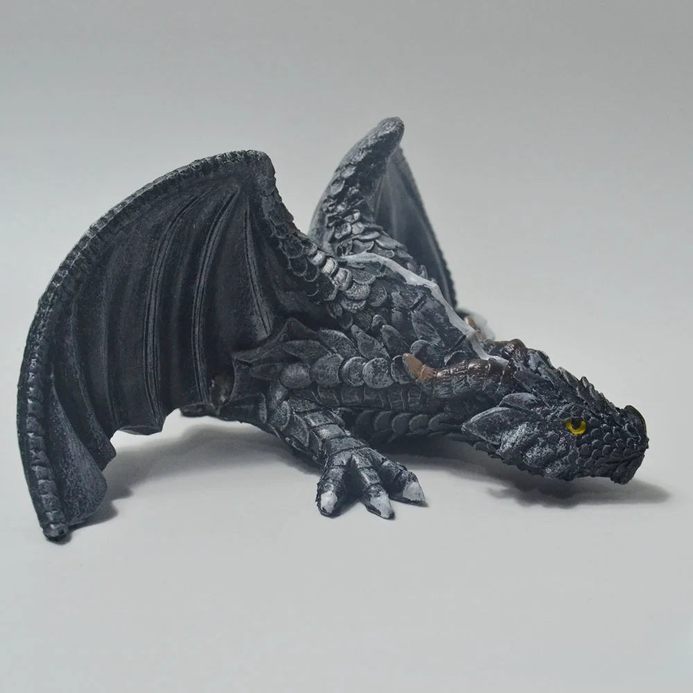 Black Dragon Resin Statue Gothic Dragon Garden Decor