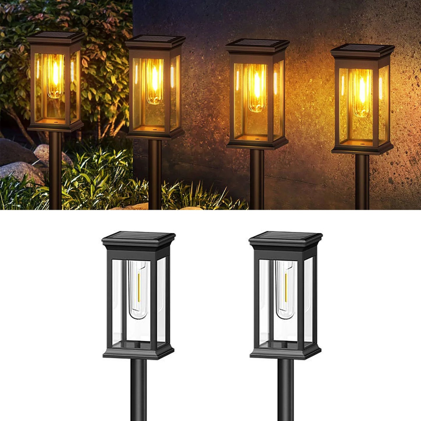 Upgraded Solar Lights 2 6 12 Pack Warm White 2700K Walkway