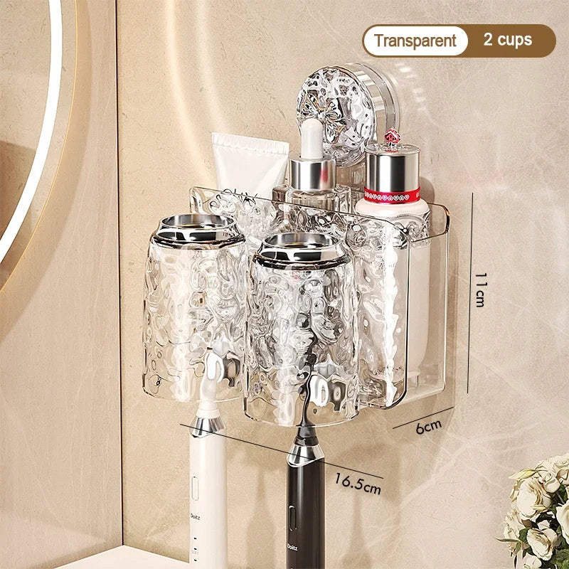 Glacier Pattern Wall Mounted Suction Cup Toothbrush Holder