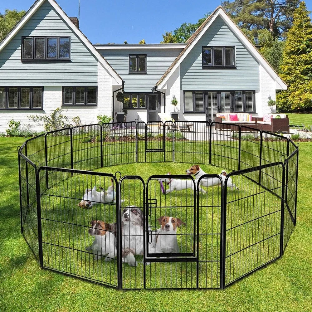 16 Panels Metal Dog Playpen 48 Inch Height Foldable Doors