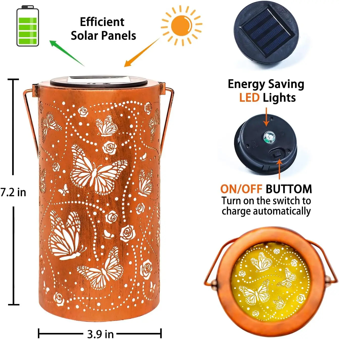Butterfly Solar Lanterns Outdoor Waterproof Hanging Lights LED Metal Decorative Garden Yard Patio Lawn Pathway Landscape