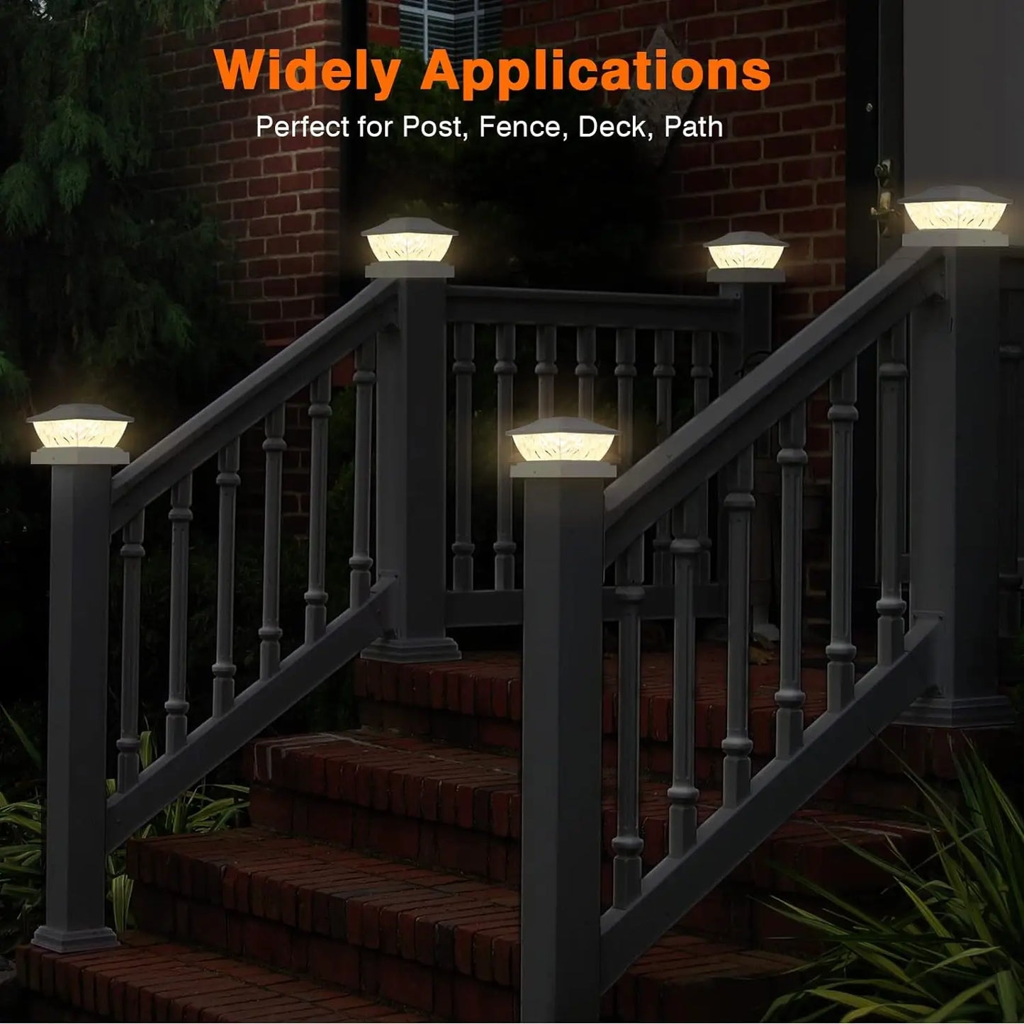 Solar Powered Post Lights Two Mode Bright White 4X4 Posts