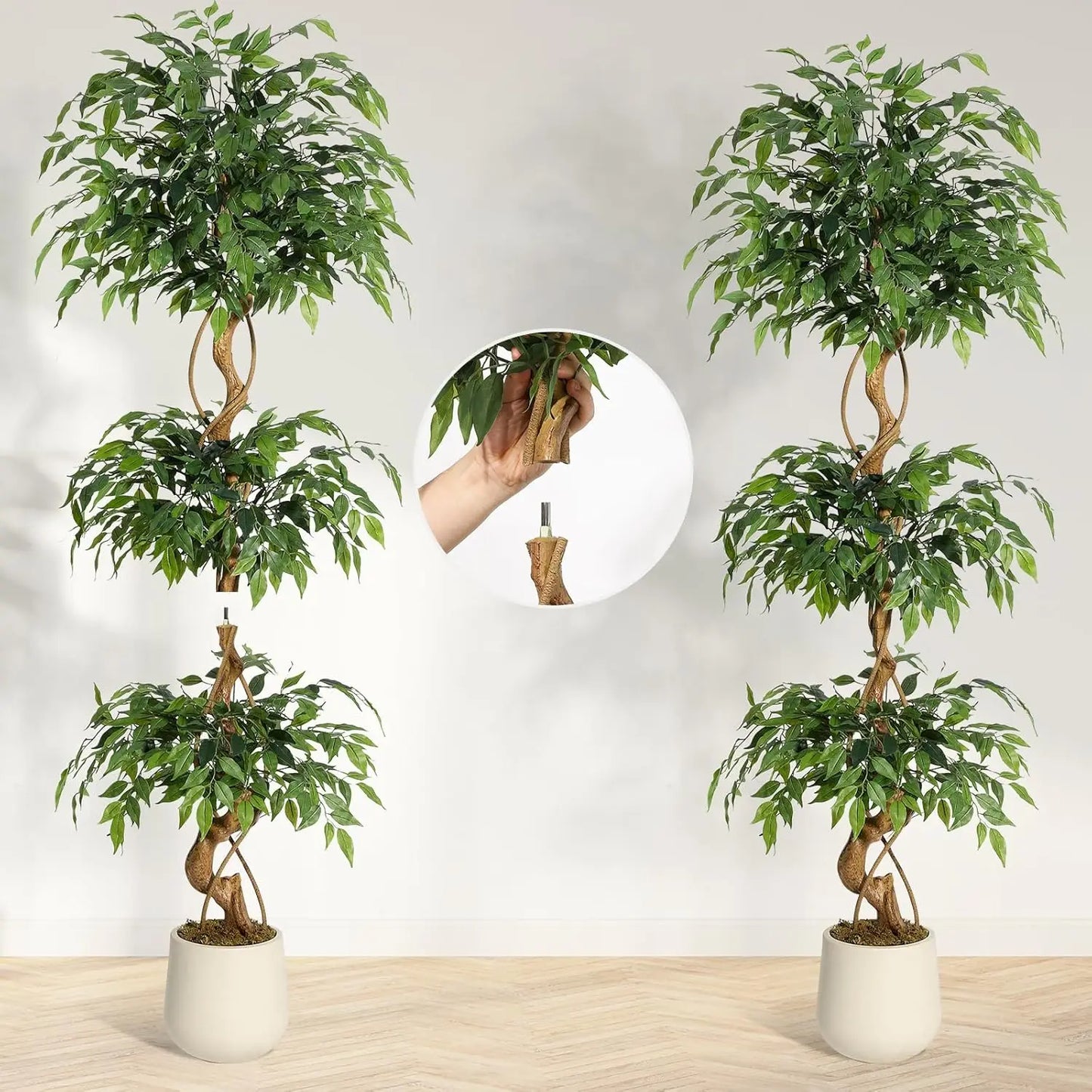 Ficus Tree Artificial Indoor Plant In White Pot 4ft 5ft 6ft
