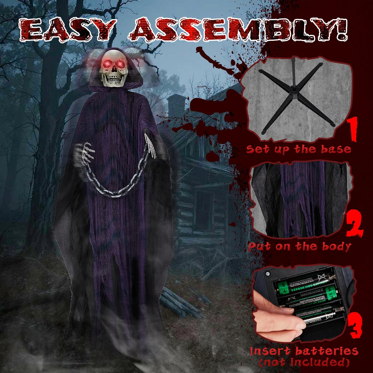 Six Foot Grim Reaper Animatronics Halloween Outdoor Decor