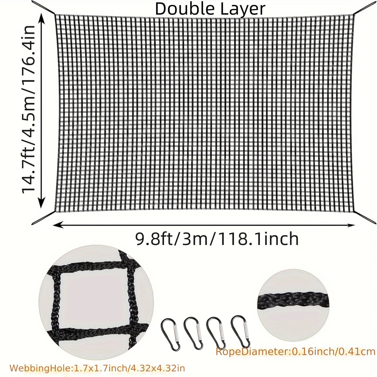 Safety Net, Climbing Cargo Net, Playground Safety Net, Back Yard net, Treehouse Accessories Outdoor Equipment Set Double Layers