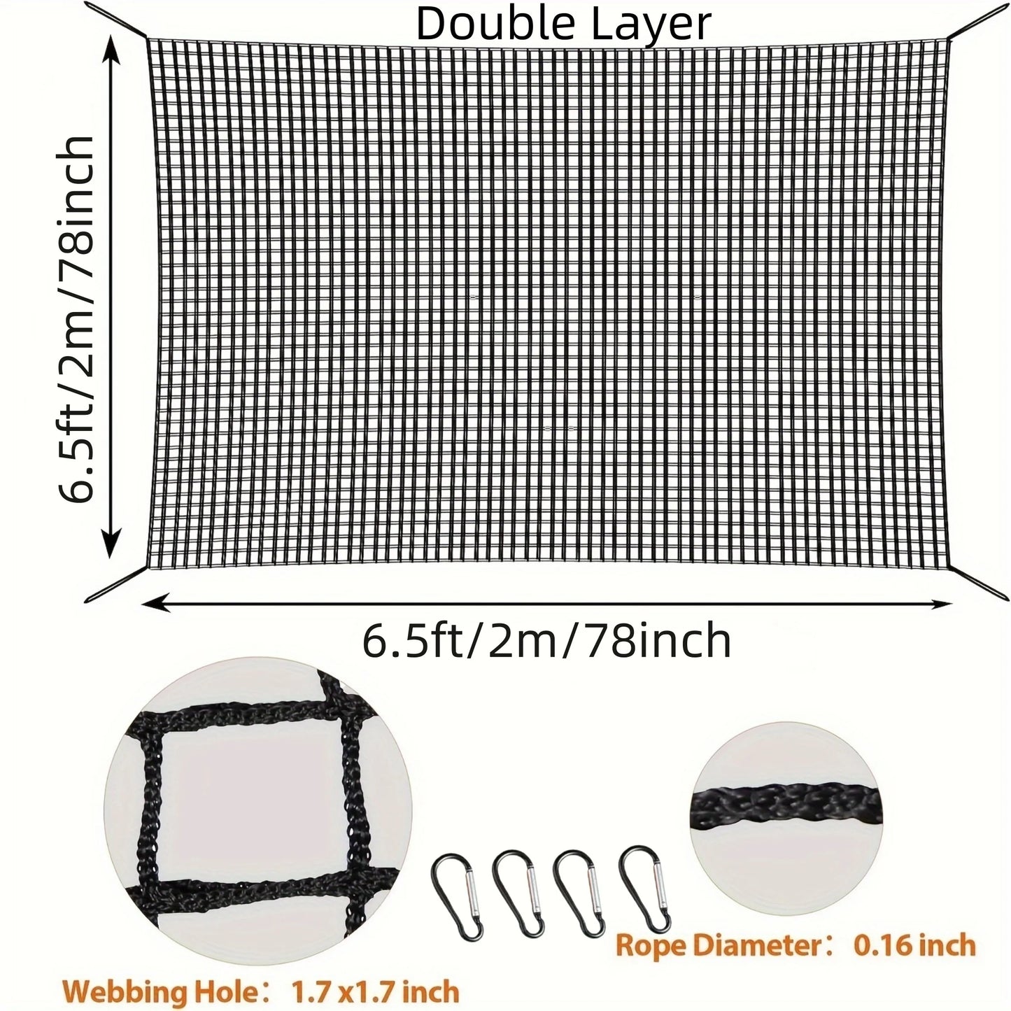 Safety Net, Climbing Cargo Net, Playground Safety Net, Back Yard net, Treehouse Accessories Outdoor Equipment Set Double Layers