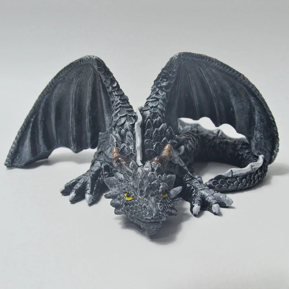 Black Dragon Resin Statue Gothic Dragon Garden Decor