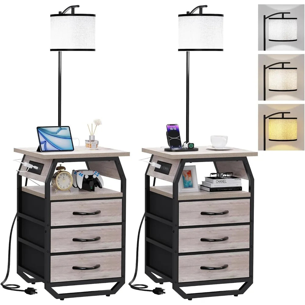 Floor Lamp With Table Set Of 2 End Tables With Lamps