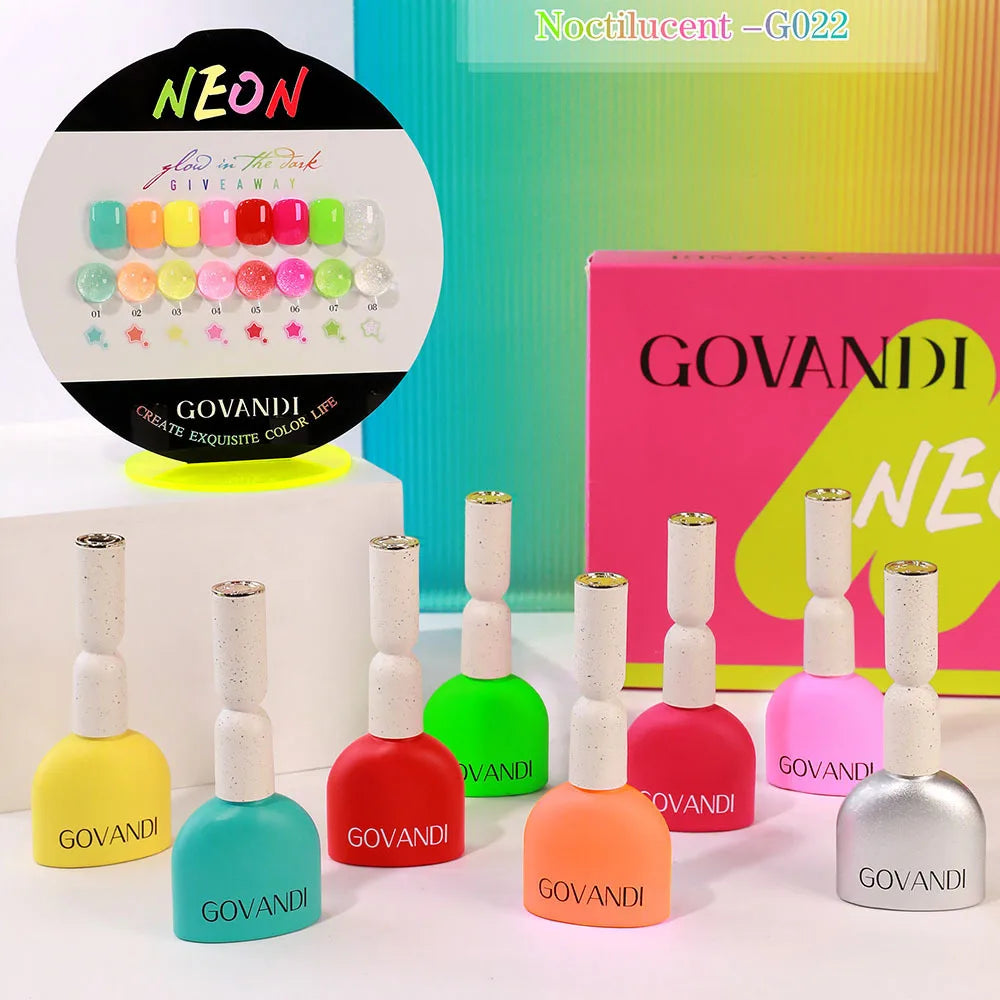 Fluorescent Glow In Dark Gel Nail Polish Set With Color Display Neon UV LED Nails Gel Soak Off Gel Varnish Luminous Nail Art Gel