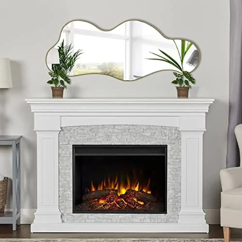 Irregular Shaped Asymmetrical Cloud Mirror Gold Wall Decor HD Wavy Mirror Bathroom Living Room Entryway Vanity Decor Dimension