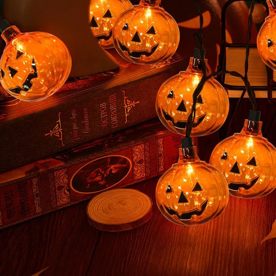 Halloween Pumpkin String Lights 8.5ft Clear Orange 10Pcs