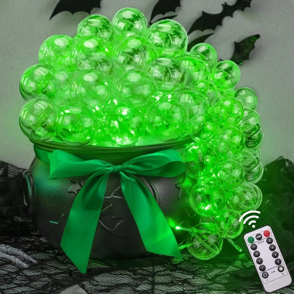 Green Light Witch Cauldron Bubble Decor for Halloween