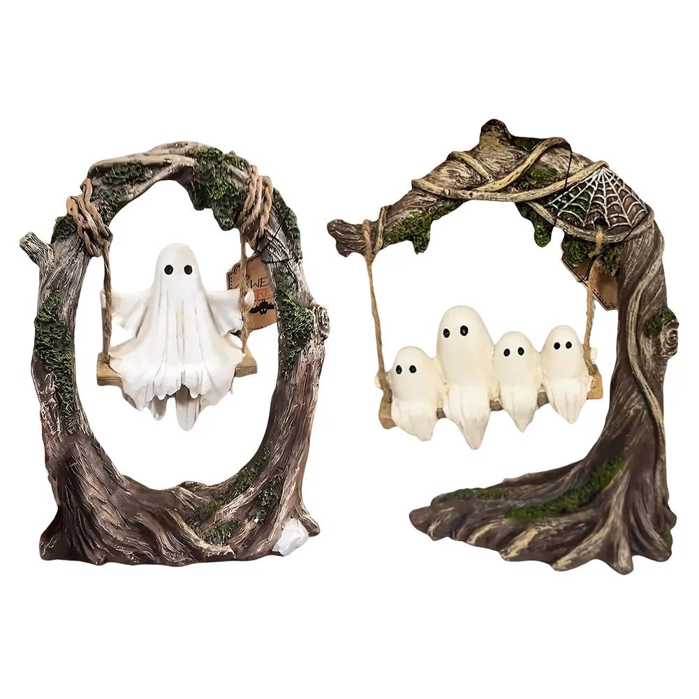 Halloween White Ghost Swing Decor Centerpiece For Tabletop