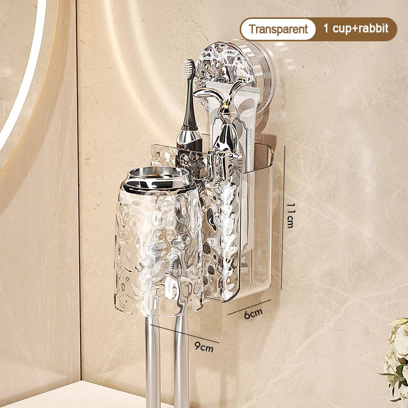 Glacier Pattern Wall Mounted Suction Cup Toothbrush Holder