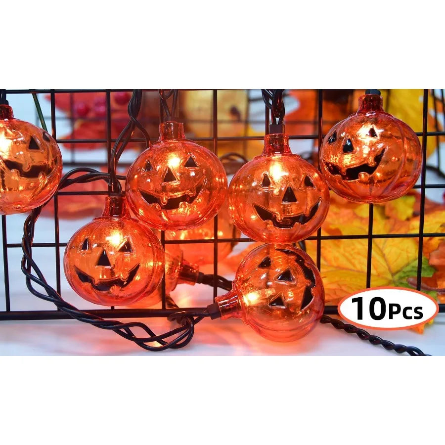 Halloween Pumpkin String Lights 8.5ft Clear Orange 10Pcs