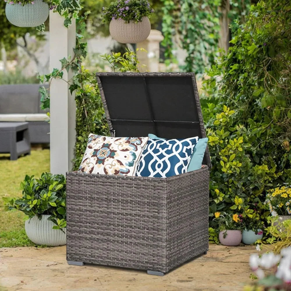 Outdoor Patio Storage Box Waterproof Wicker Storage Bin Deck Box for Cushions Garden Tools 88 Gallon