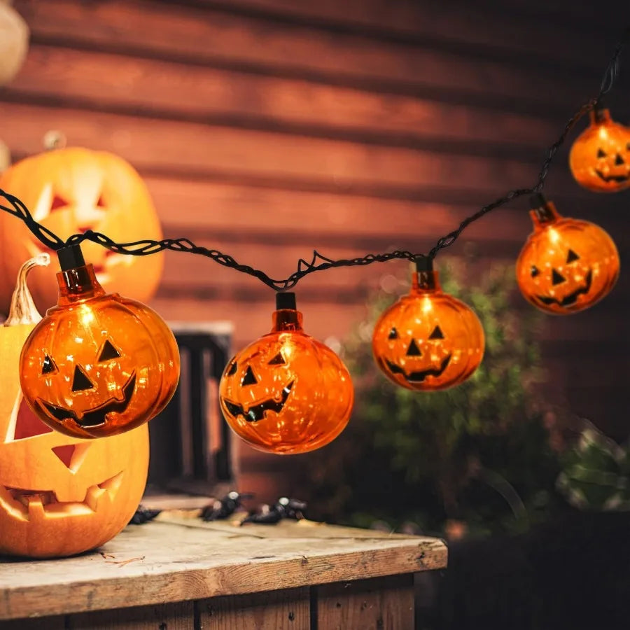 Halloween Pumpkin String Lights 8.5ft Clear Orange 10Pcs
