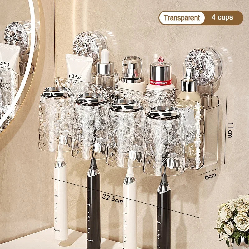 Glacier Pattern Wall Mounted Suction Cup Toothbrush Holder