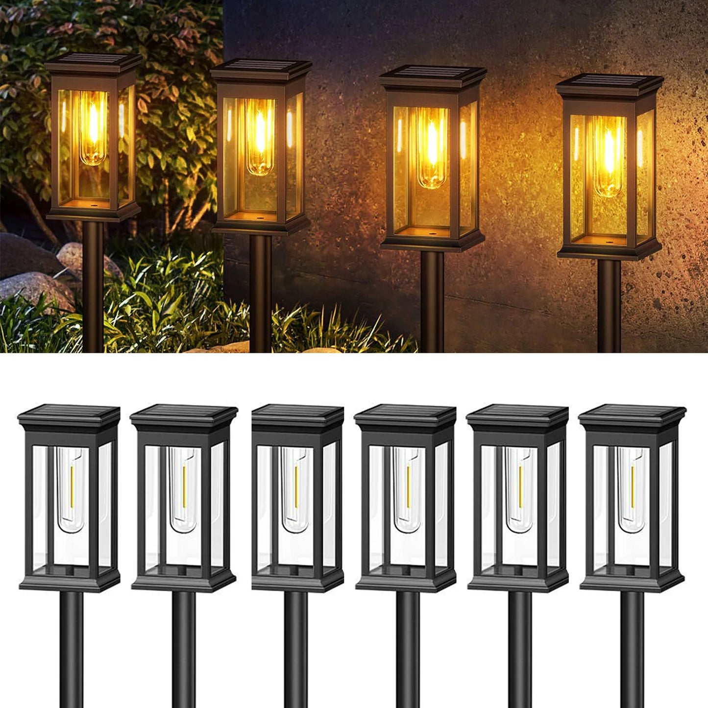 Upgraded Solar Lights 2 6 12 Pack Warm White 2700K Walkway