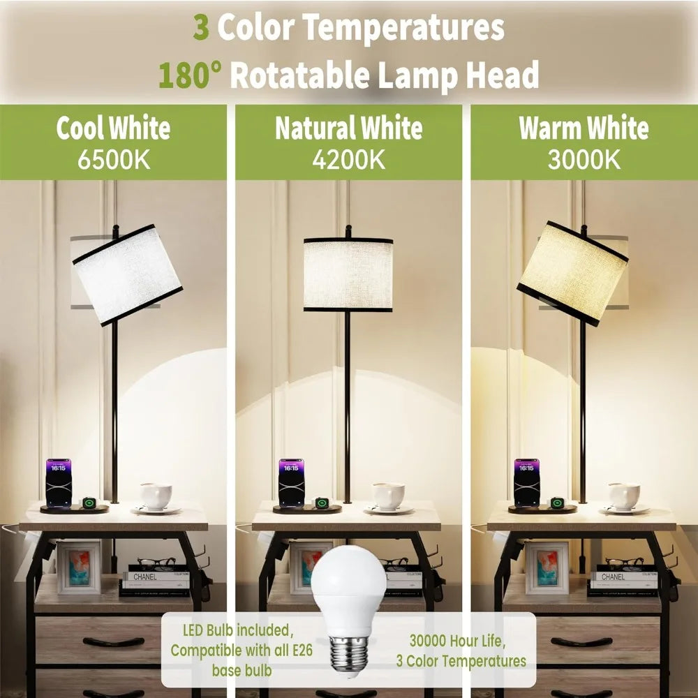Floor Lamp With Table Set Of 2 End Tables With Lamps