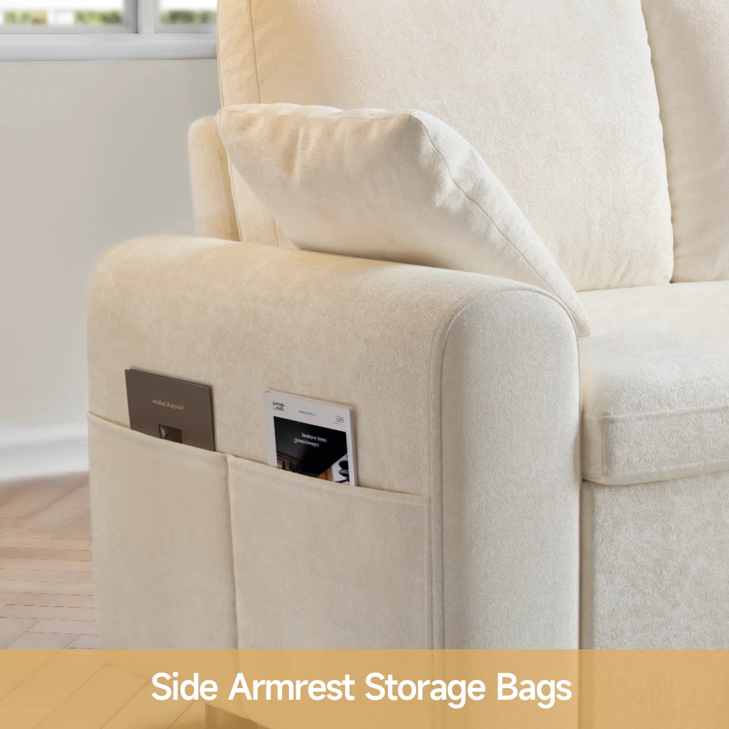 L Shaped Sleeper Sofa 85In Pullout Bed With Storage Chaise