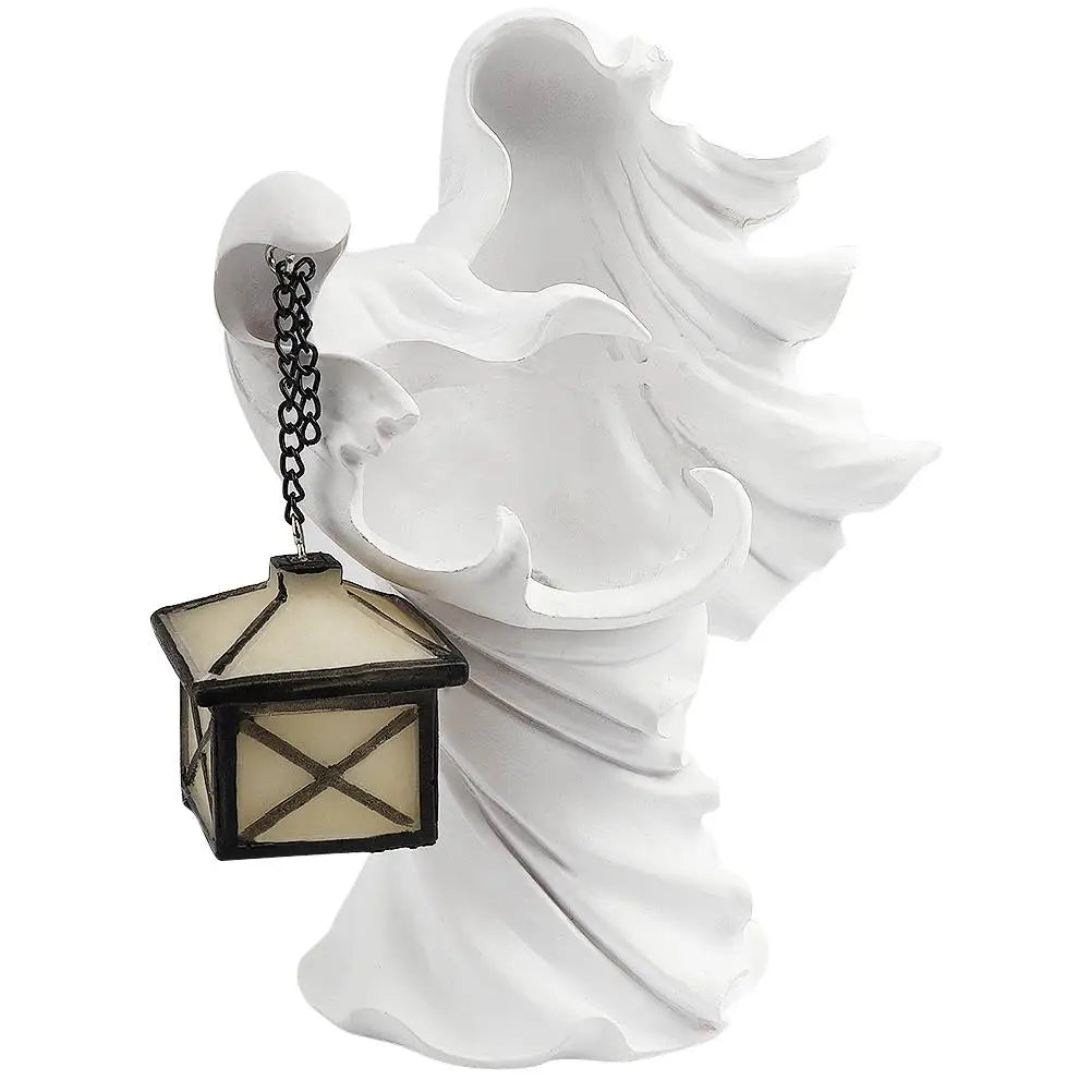Halloween Ghost Statue Holding Lantern Resin Garden Decor