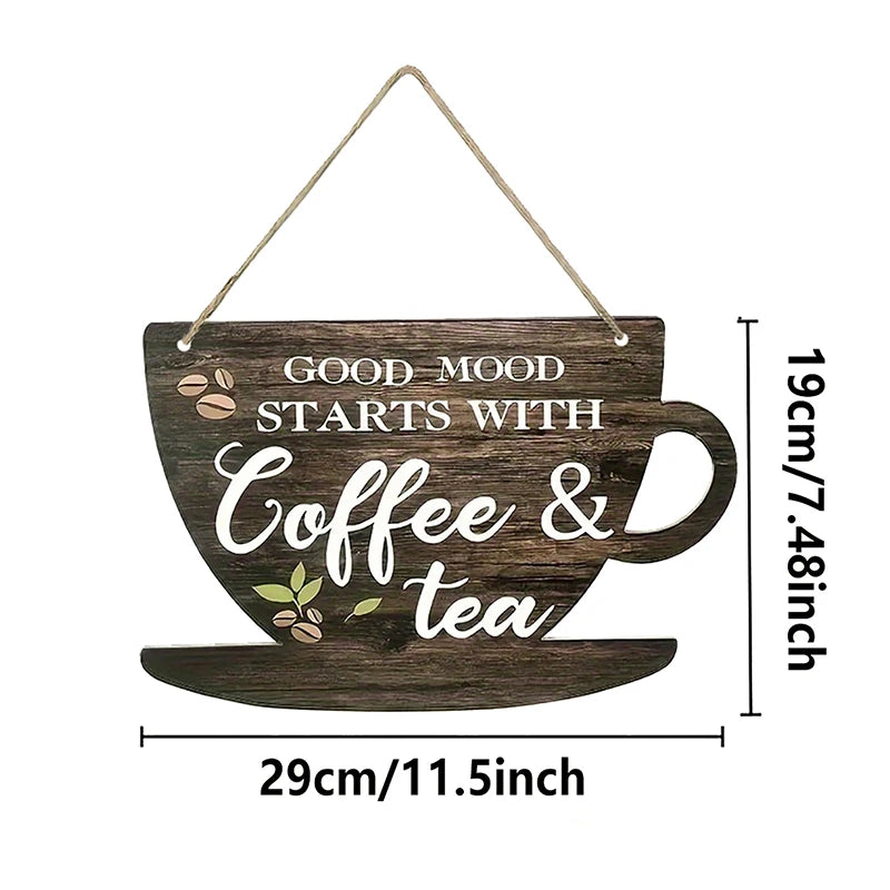 Rustic Coffee Tea Wooden Signs for Kitchen Wall Decor