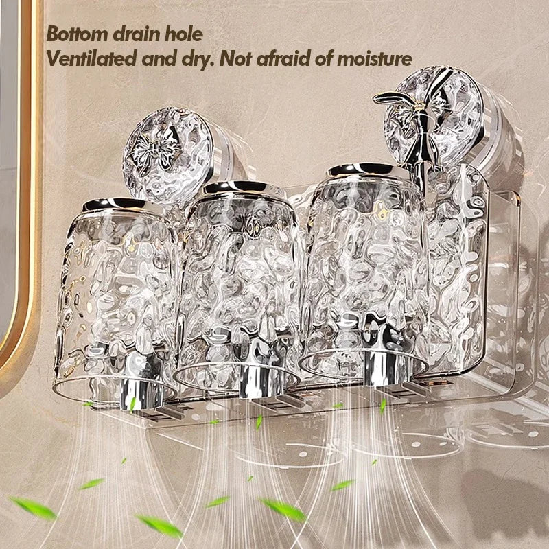 Glacier Pattern Wall Mounted Suction Cup Toothbrush Holder