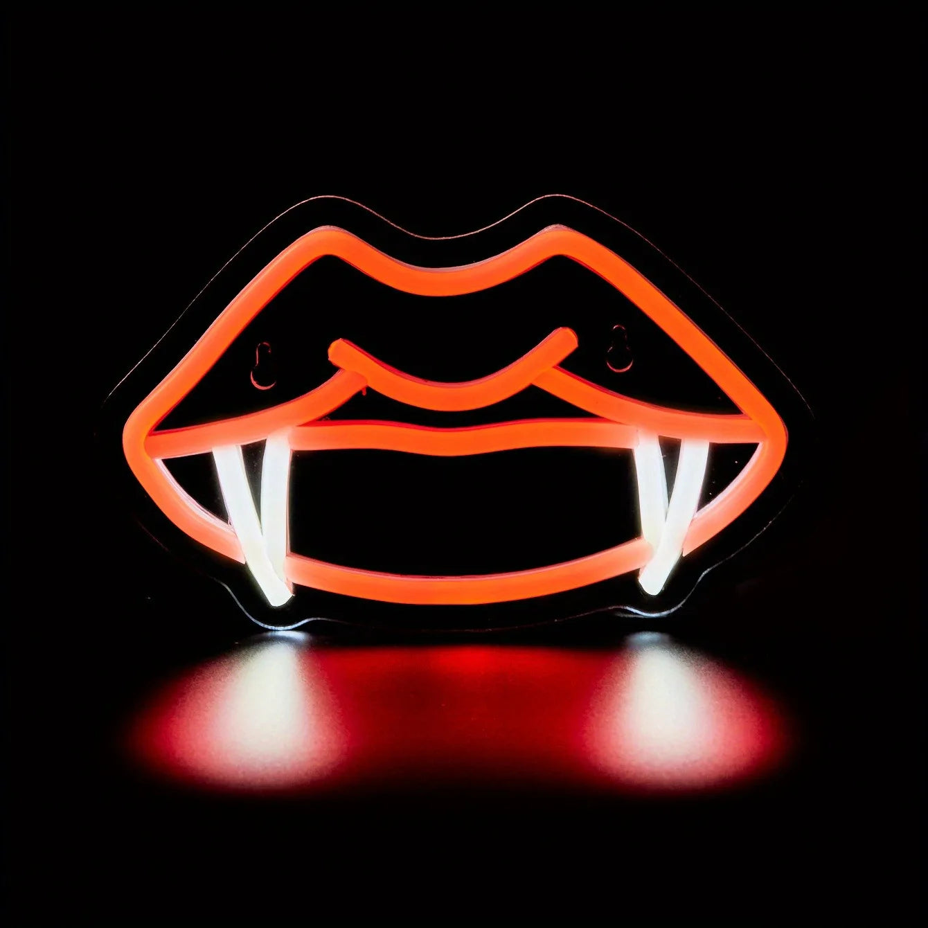 Neon Vampire Teeth Lips Logo LED Wall Sconce Gothic Light