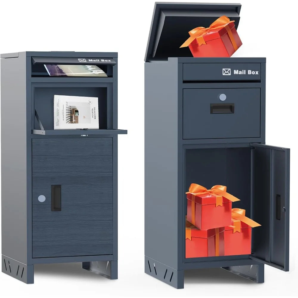 Package Delivery Box for Outside with Lock 37.8 Inch High 15.8 Inch Long 15.8 Inch Wide Anti-Theft Design Rustproof and Rainproof Parcel Drop Box
