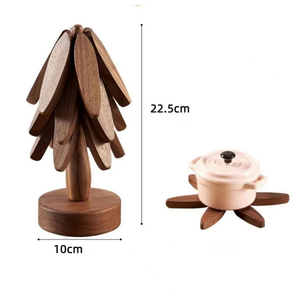 Tree Design Wooden Trivets Set 4Pcs Heat Resistant Coasters