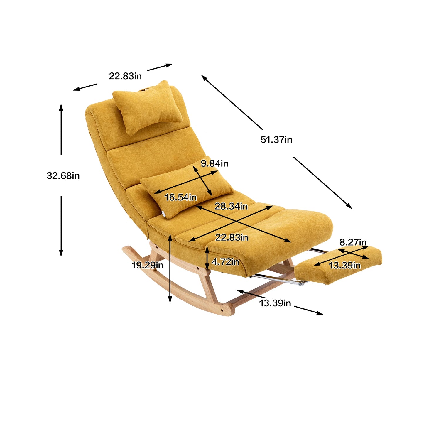 Yellow Upholstered Rocking Chair For Living Room Office