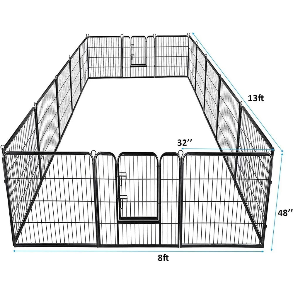 16 Panels Metal Dog Playpen 48 Inch Height Foldable Doors
