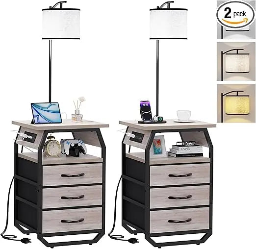Floor Lamp With Table Set Of 2 End Tables With Lamps