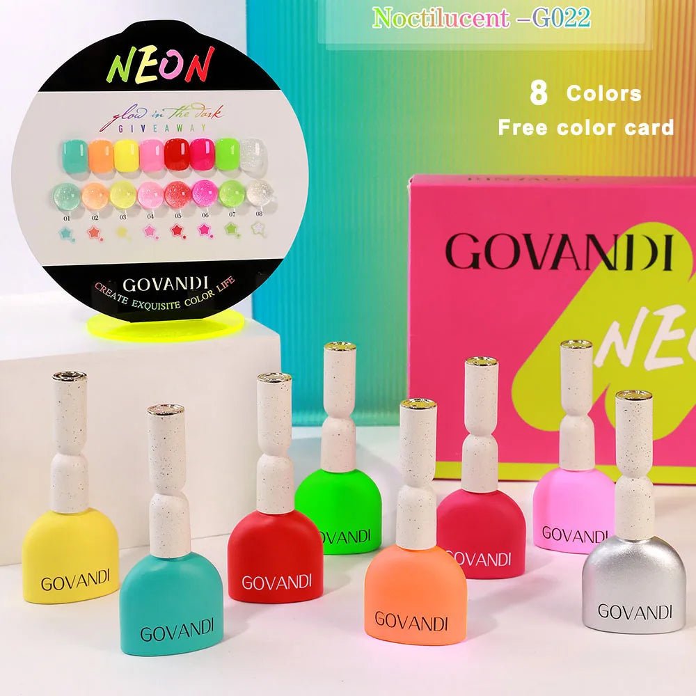 Fluorescent Glow In Dark Gel Nail Polish Set With Color Display Neon UV LED Nails Gel Soak Off Gel Varnish Luminous Nail Art Gel