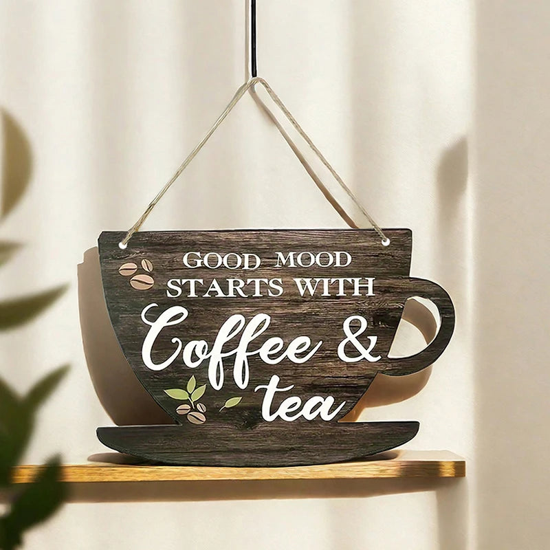 Rustic Coffee Tea Wooden Signs for Kitchen Wall Decor