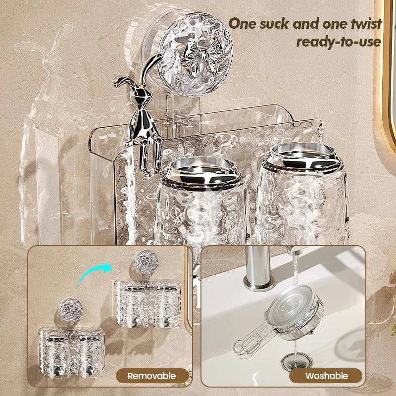 Glacier Pattern Wall Mounted Suction Cup Toothbrush Holder