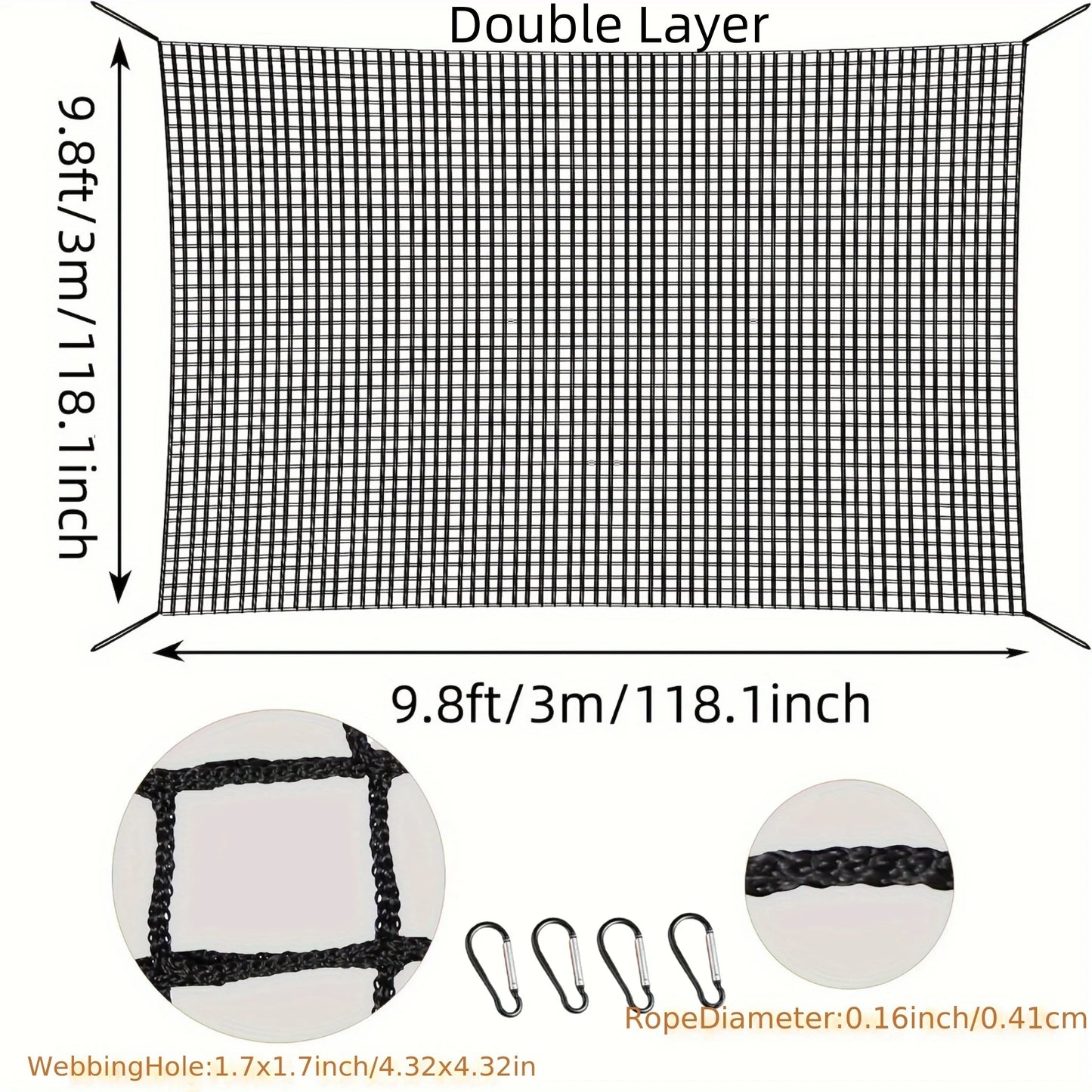 Safety Net, Climbing Cargo Net, Playground Safety Net, Back Yard net, Treehouse Accessories Outdoor Equipment Set Double Layers