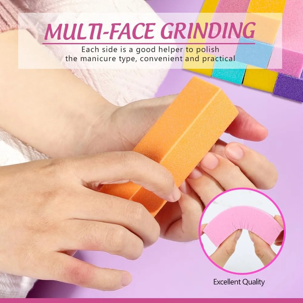 Nail File and Buffer Set 8 Colorful Blocks 100 180 Grit