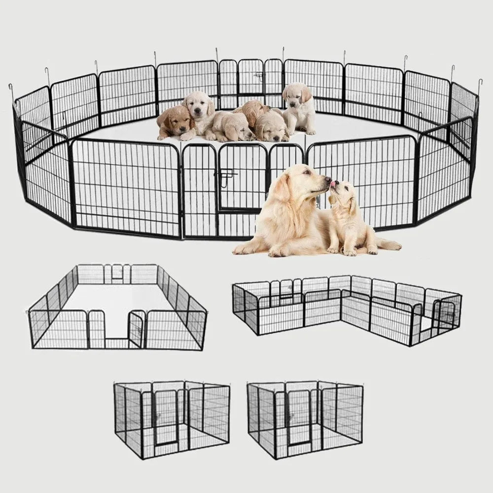 16 Panels Metal Dog Playpen 48 Inch Height Foldable Doors