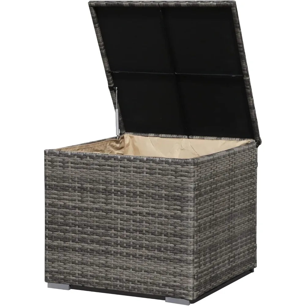 Outdoor Patio Storage Box Waterproof Wicker Storage Bin Deck Box for Cushions Garden Tools 88 Gallon