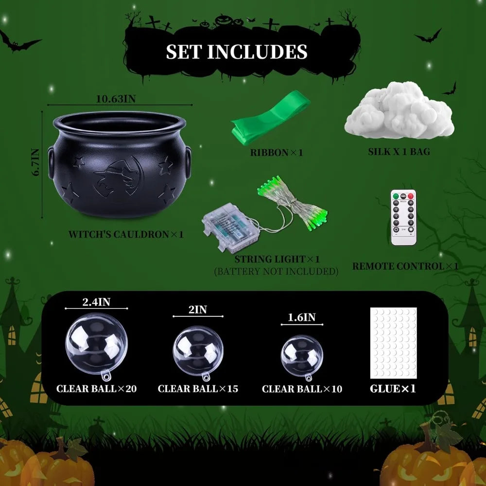Green Light Witch Cauldron Bubble Decor for Halloween