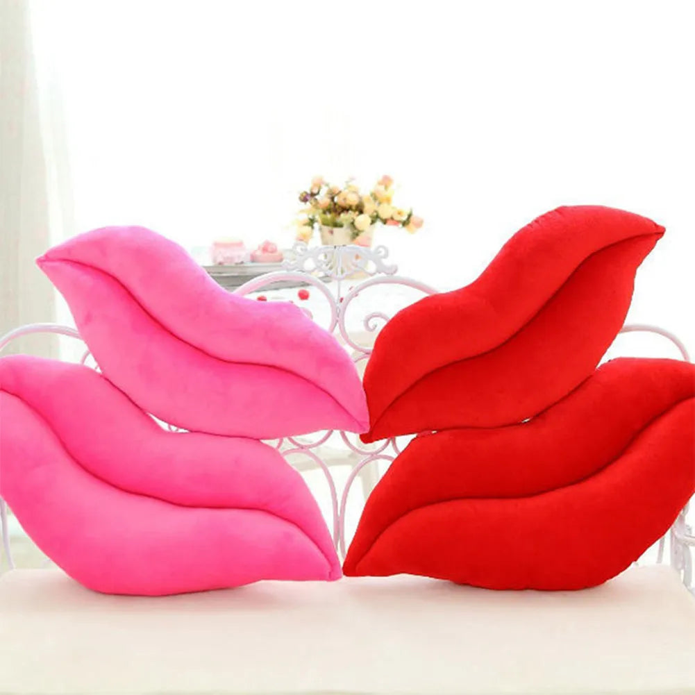 Fashion Soft Plush Lip Shaped Throw Pillow Cushion for Girlfriend Lover Pink Lips 30cm