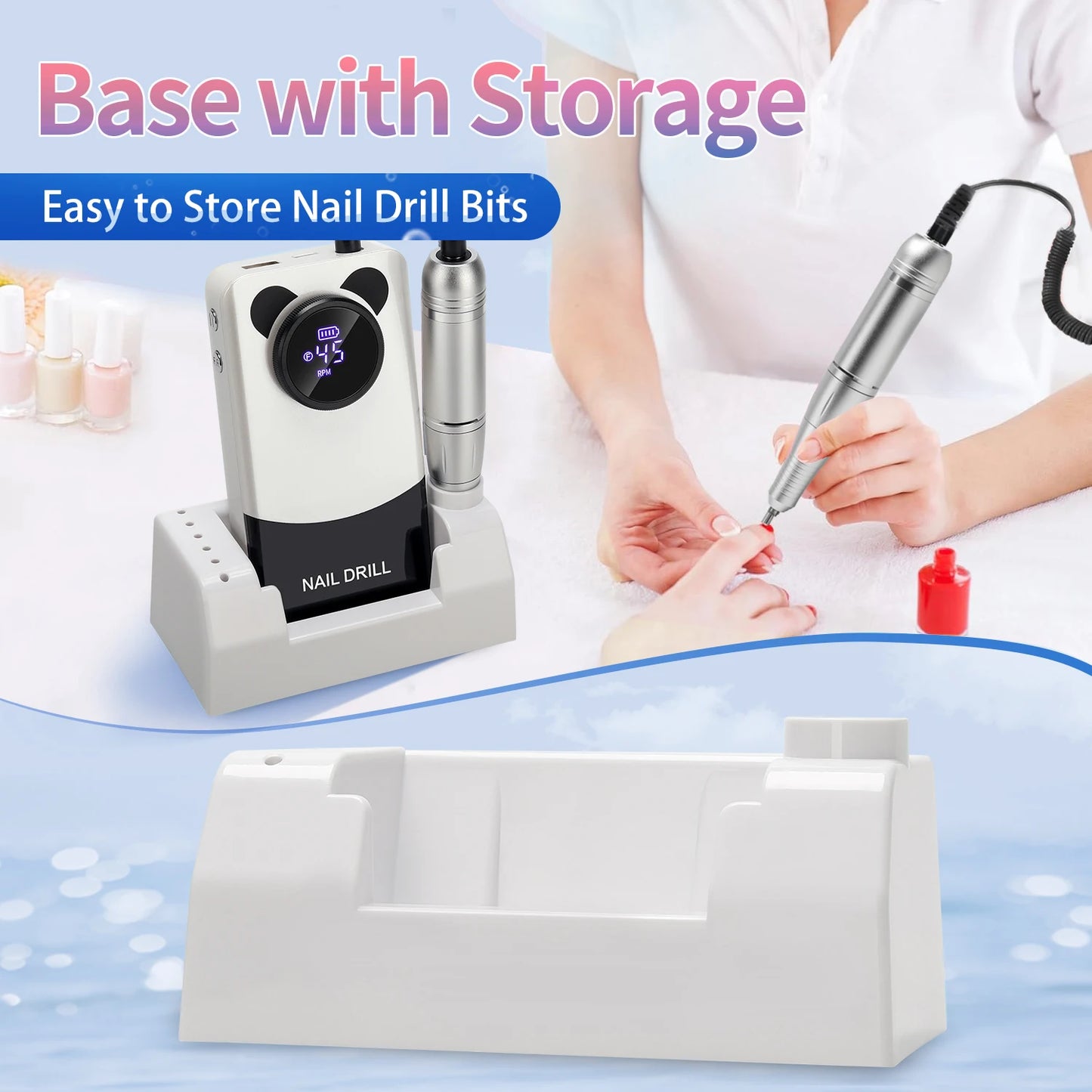 High Speed 45000RPM Professional Nail Drill Machine Rechargeable Low Noise Nail Sander File For Manicure Home Salon Tool