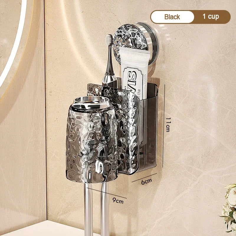 Glacier Pattern Wall Mounted Suction Cup Toothbrush Holder