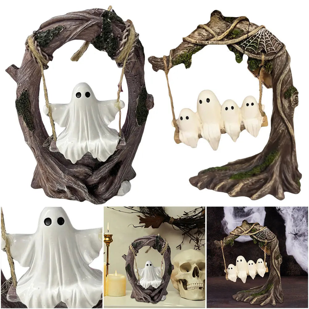 Halloween White Ghost Swing Decor Centerpiece For Tabletop