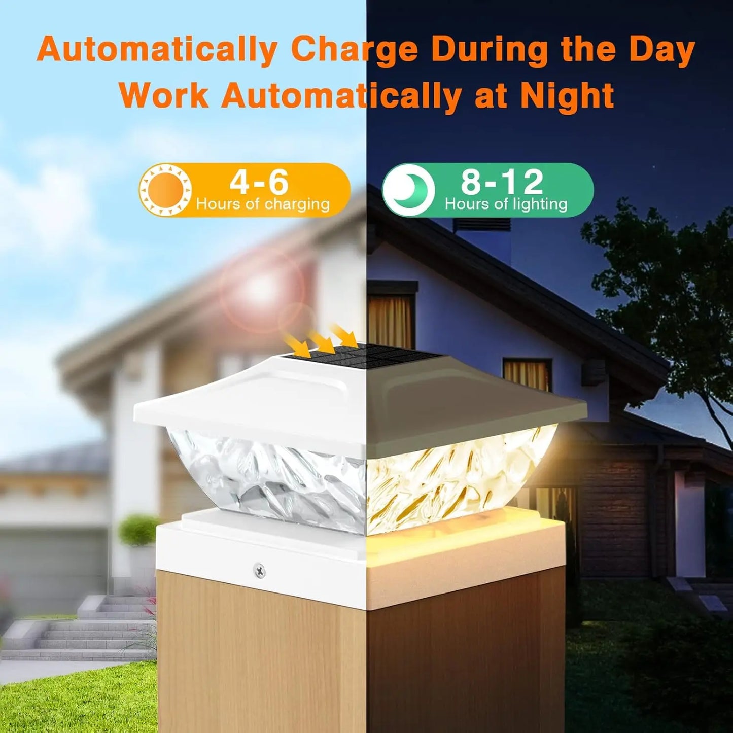 Solar Powered Post Lights Two Mode Bright White 4X4 Posts