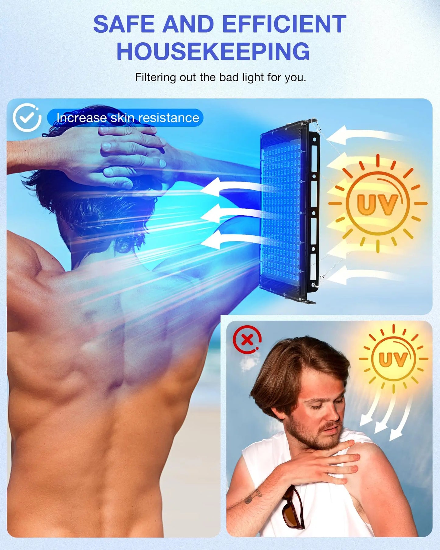 45W Tanning Lamp for Face Body 144 LEDs USB Wavelength 460nm Blue Light Black Light Home Sunbathing Skin Tanning Skin Care