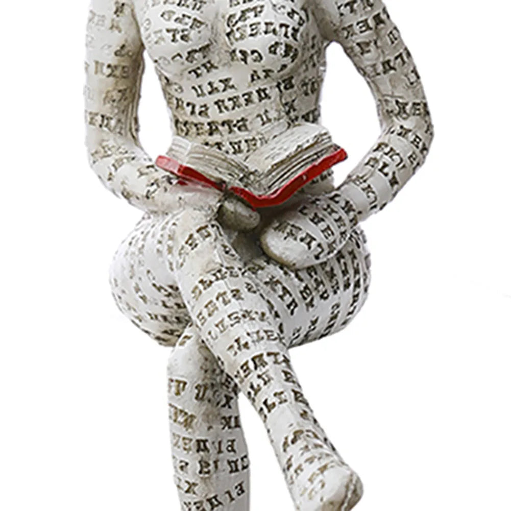 Reading Woman Statue Resin Sculptures Craft Home Room Desk Ornaments Decoration
